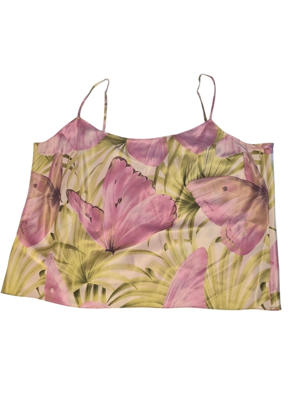 Y2K Tommy Bahama 100% Silk Pink Butterfly Print Camisole